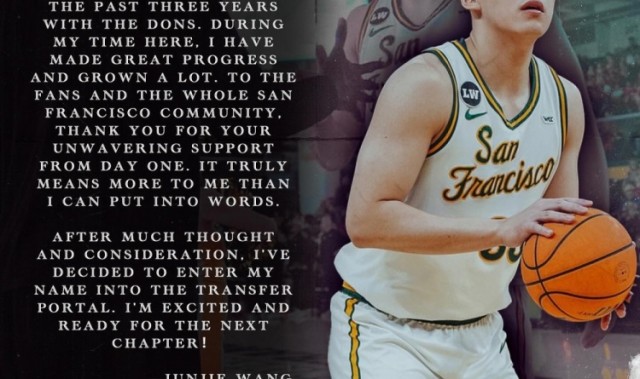 华体会官网-王俊杰：感谢过去3年能和旧金山大学共度时光 在这里我成长了很多